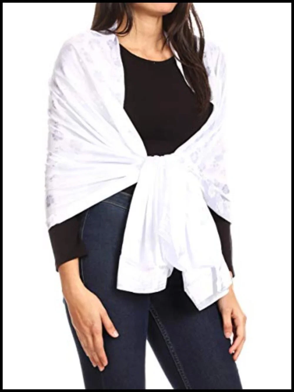 Large Brocade Evening Shawl Wrap Head Scarf - Soft Viscose Silk Feel